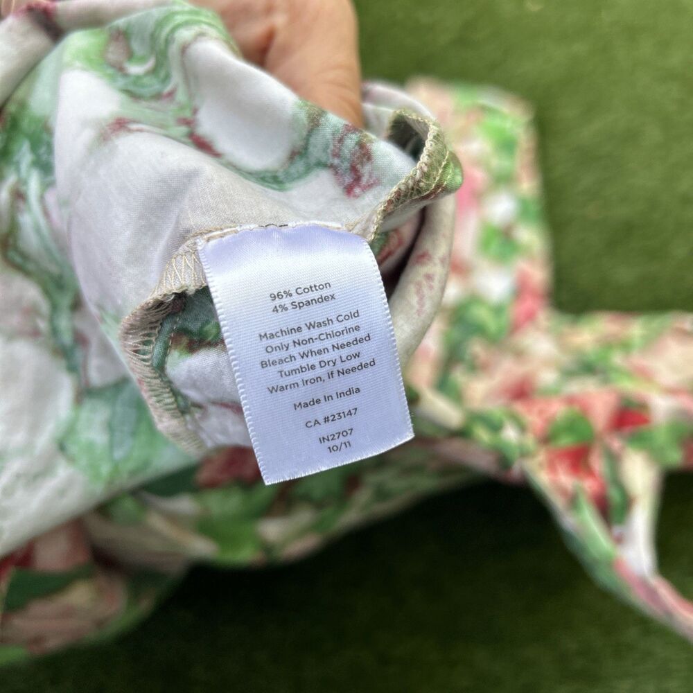 Talbots Sz 10 Dress Empire Waist V Neck Surplice Green Pink Fairy Floral Print - Picture 12 of 13